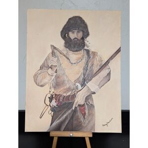 Reproduction Painting of a Robert Dorman Print Mountain Man/Trapper‎ 14" x 18"